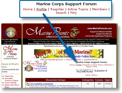 Image Example of how to change profile on MarineParents.com Message Board Communities