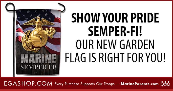 Garden Flag with the Eagle Globe and Anchor on an American Flag