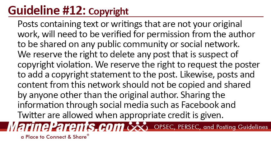 MarineParents.com Guideline 1